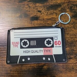 Cassette Tape Cutout Cartoon Coin Purse with Key Chain